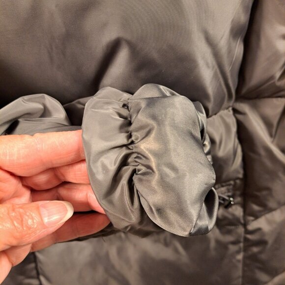 Cole Haan Down Puffer Coat M Brown Quilted Maxi Signature Hooded Full Length Zip - Picture 14 of 14